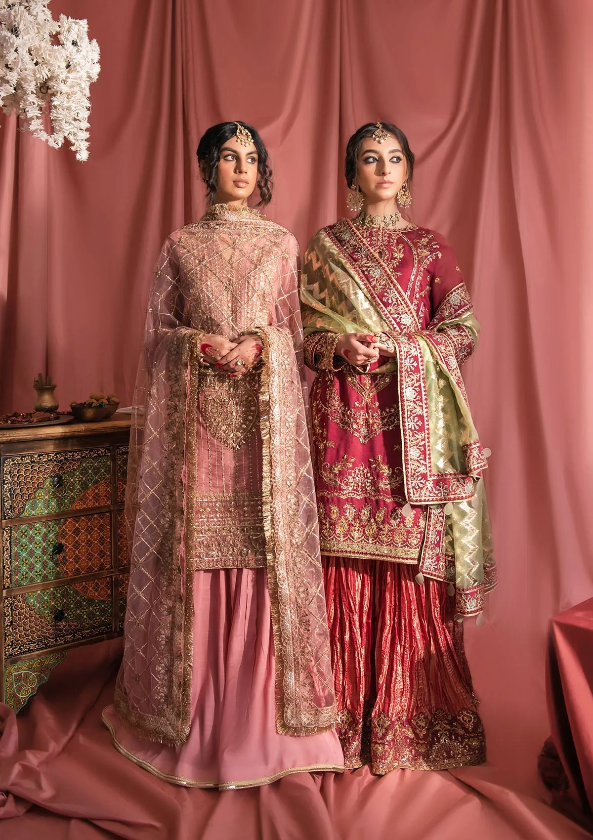 Sharara Kameez Dupatta Pink Pakistani Wedding Dress