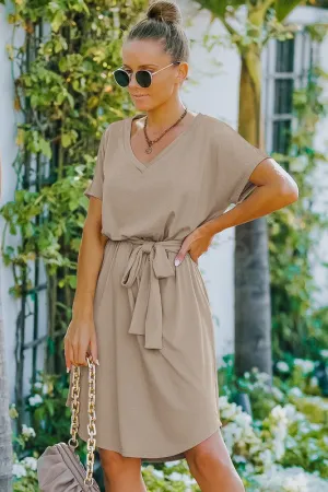 Short Sleeve Tee Waist Tie Dress