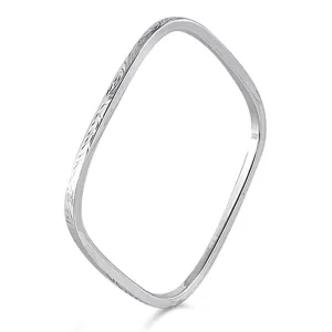 Slip-On Bangle Square Slip-on Bracelet .925 Sterling Silver