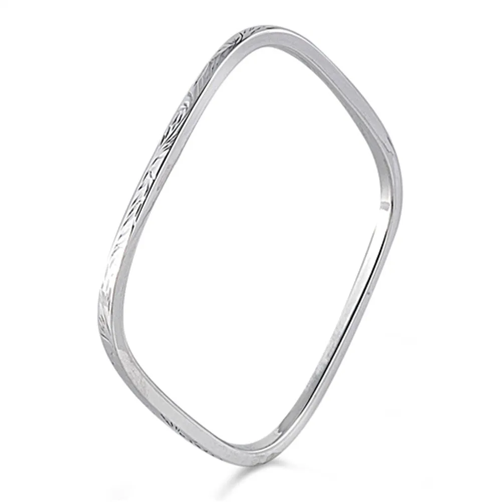 Slip-On Bangle Square Slip-on Bracelet .925 Sterling Silver