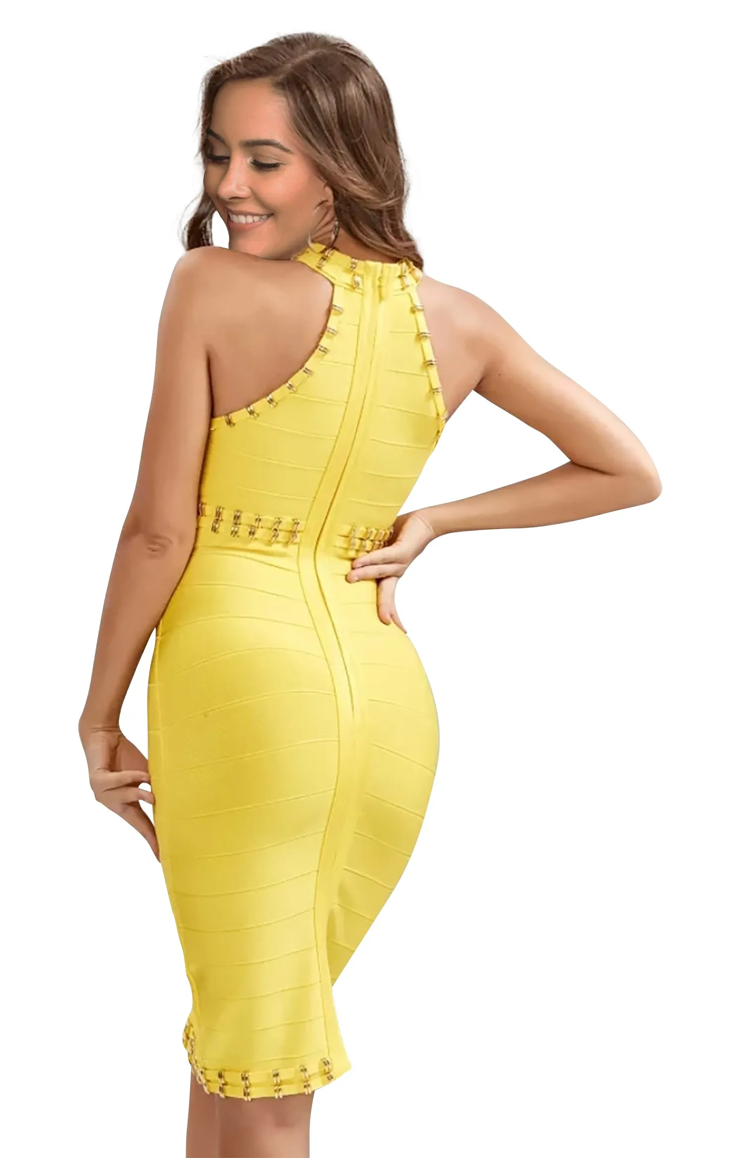 Spring Yellow Bandage Dress