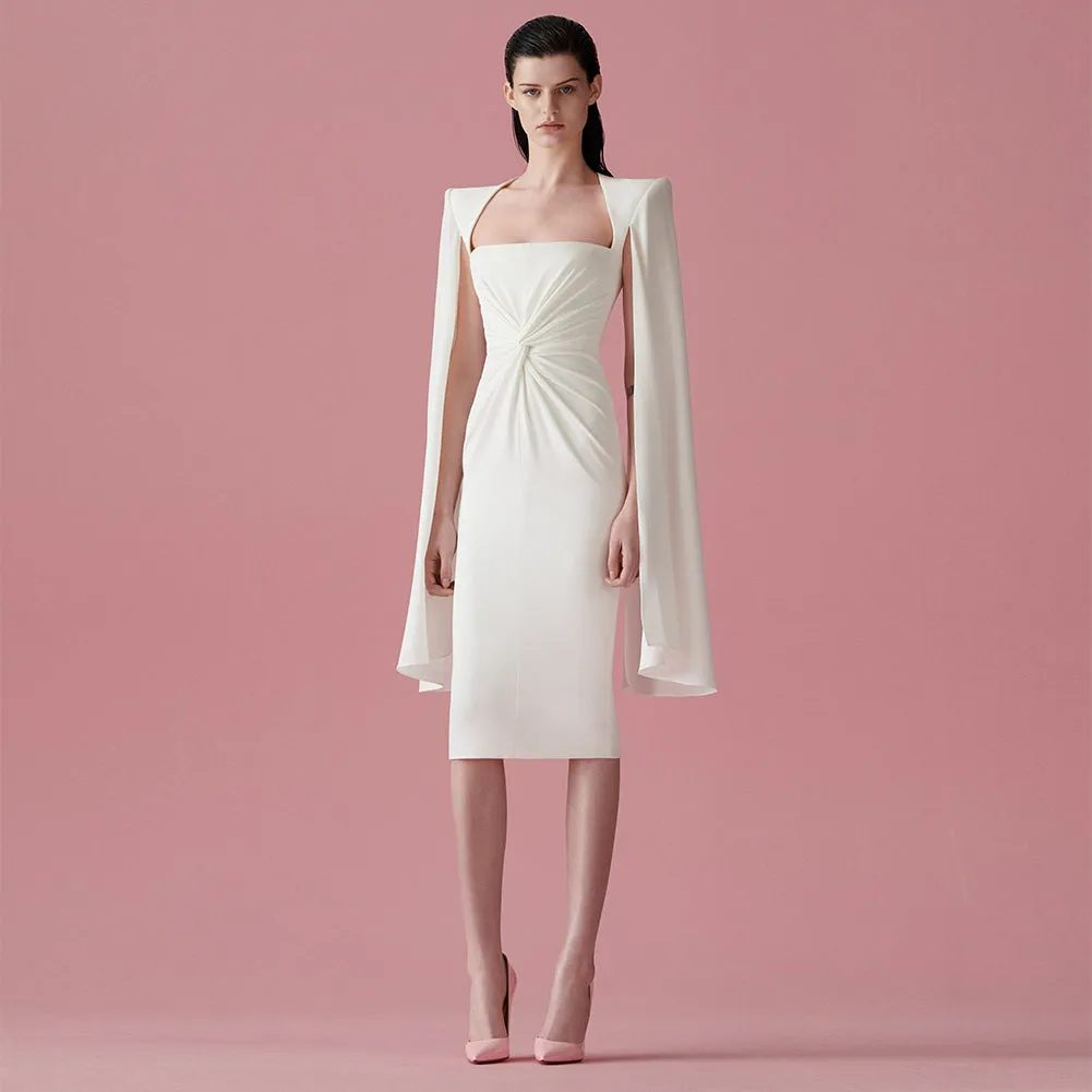 Square Collar Long Sleeve Distinctive Over Knee Bodycon Dress FP091407