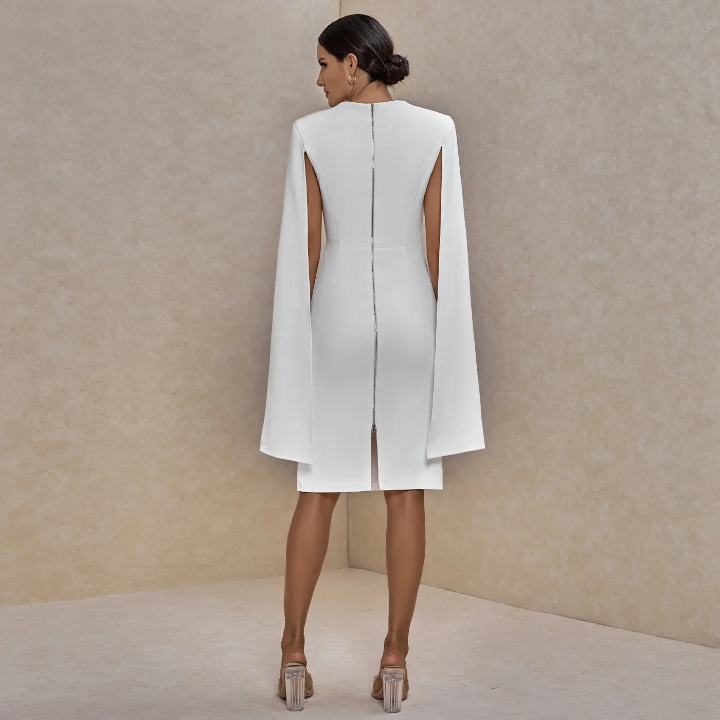 Square Collar Long Sleeve Distinctive Over Knee Bodycon Dress FP091407