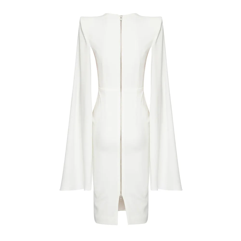 Square Collar Long Sleeve Distinctive Over Knee Bodycon Dress FP091407