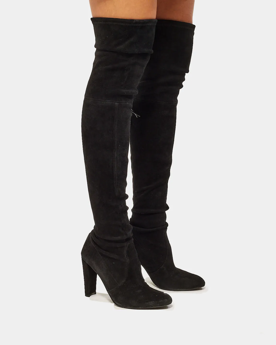Stuart Weitzman Black Suede Highland Stretch Suede Over-The-Knee Boots -39