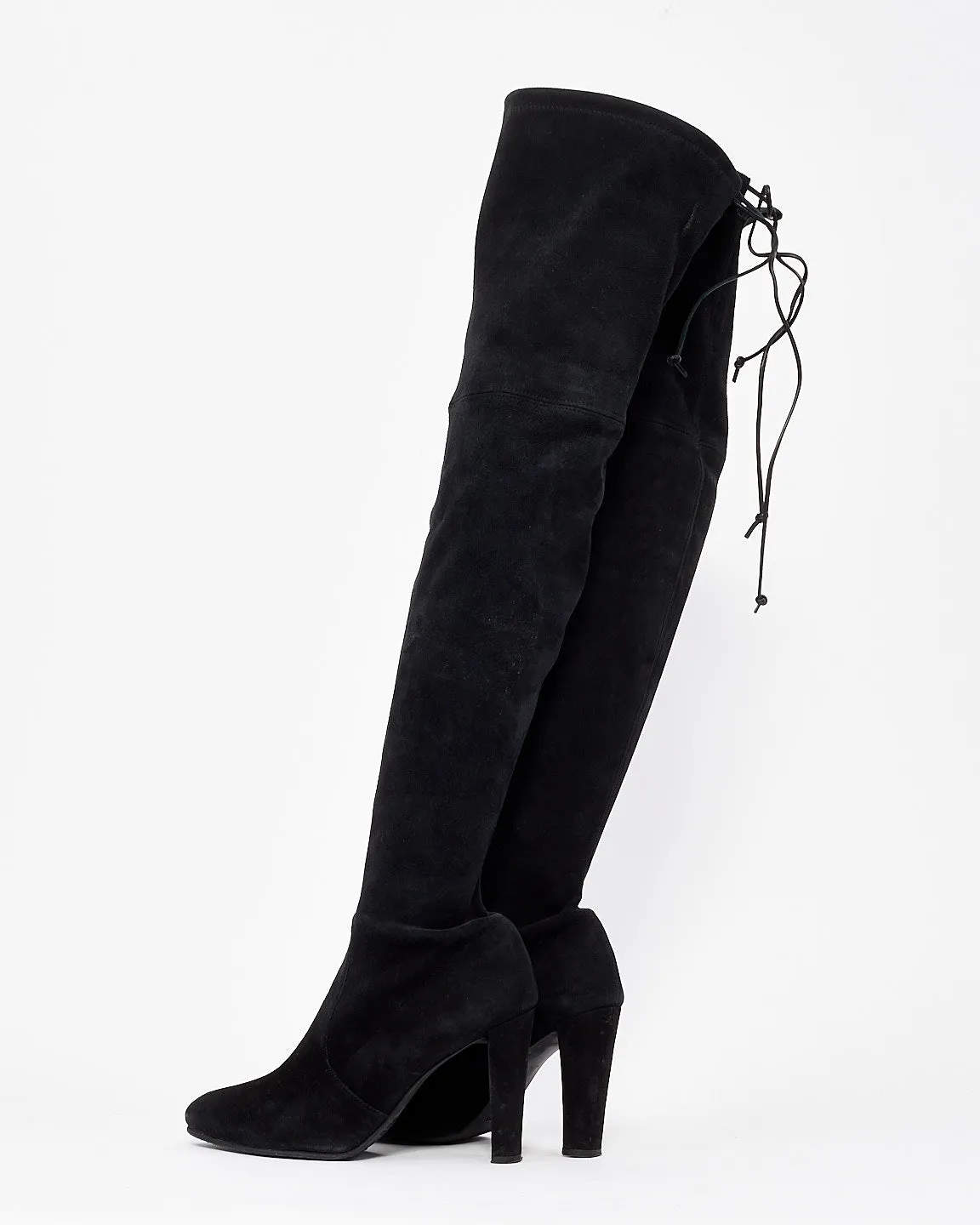 Stuart Weitzman Black Suede Highland Stretch Suede Over-The-Knee Boots - 7
