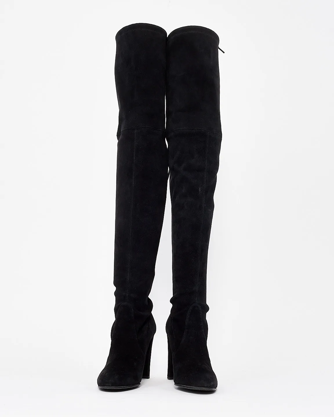 Stuart Weitzman Black Suede Highland Stretch Suede Over-The-Knee Boots - 7
