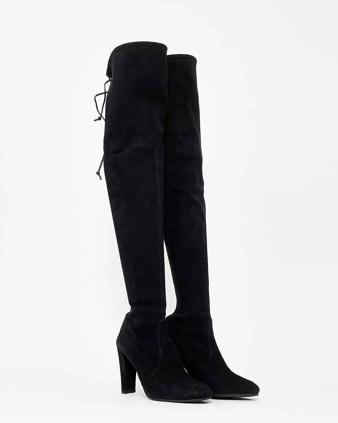 Stuart Weitzman Black Suede Highland Stretch Suede Over-The-Knee Boots - 7