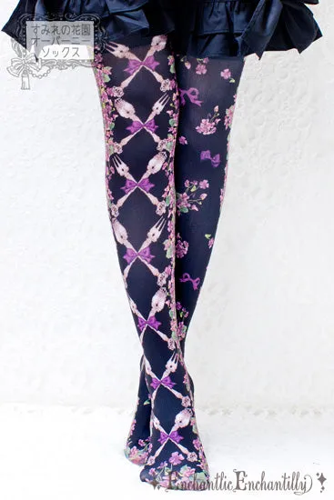 Sumire's Flower Garden Over Knee Socks