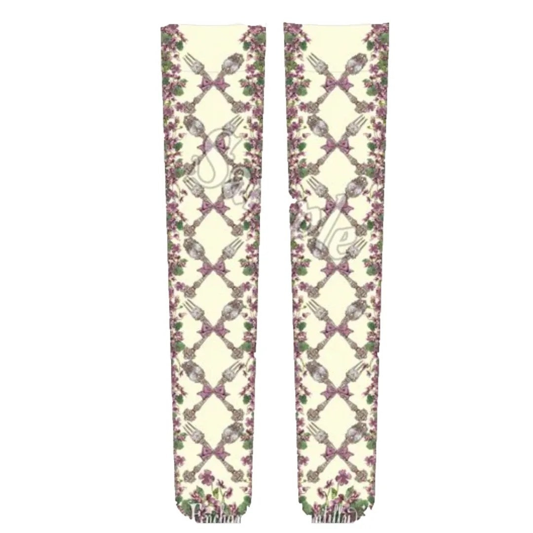 Sumire's Flower Garden Over Knee Socks