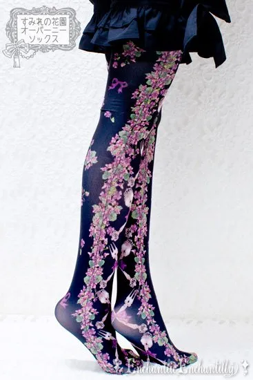 Sumire's Flower Garden Over Knee Socks