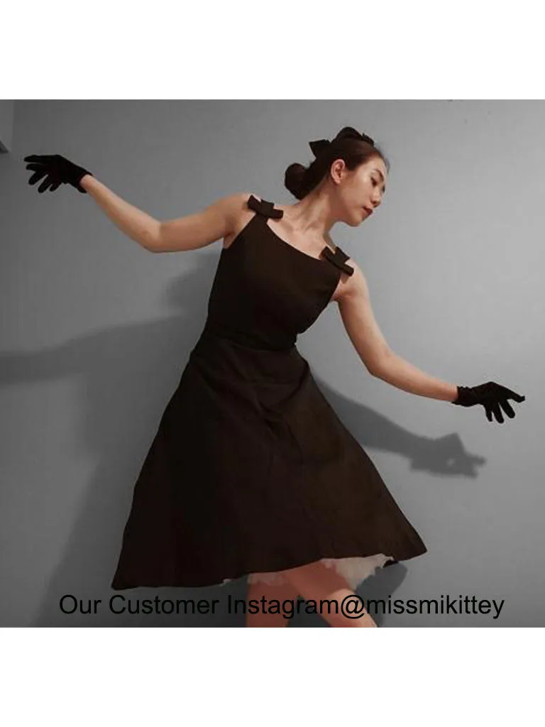 The Marvelous Mrs.Maisel Same Style Little Black Dress Set With Necklace And GLoves