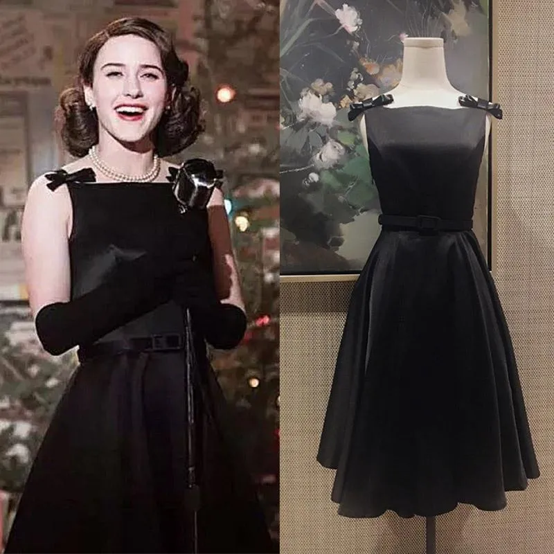 The Marvelous Mrs.Maisel Same Style Little Black Dress Set With Necklace And GLoves