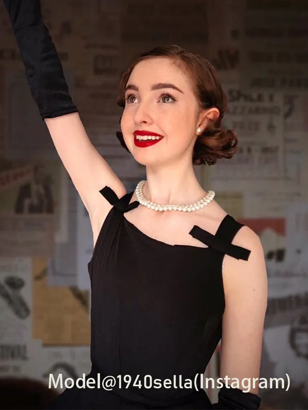 The Marvelous Mrs.Maisel Same Style Little Black Dress Set With Necklace And GLoves
