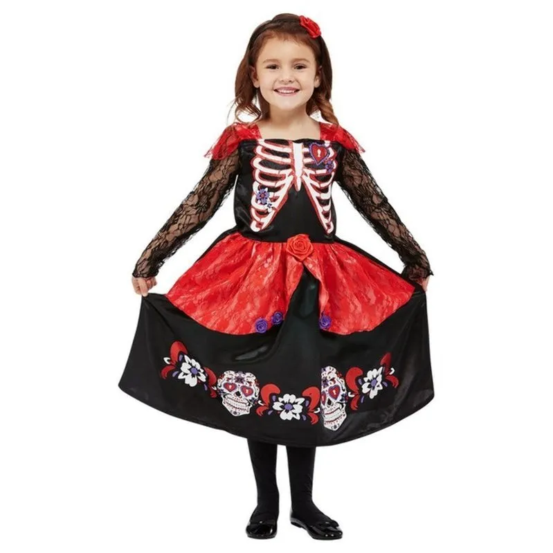 Toddler Girl Day Of The Dead Costume, Black