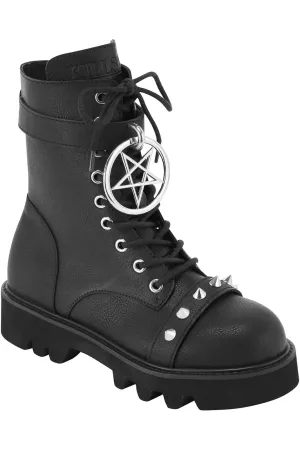 UNISEX Ring me up chunky sole boots w/ pentagram and spike stud details