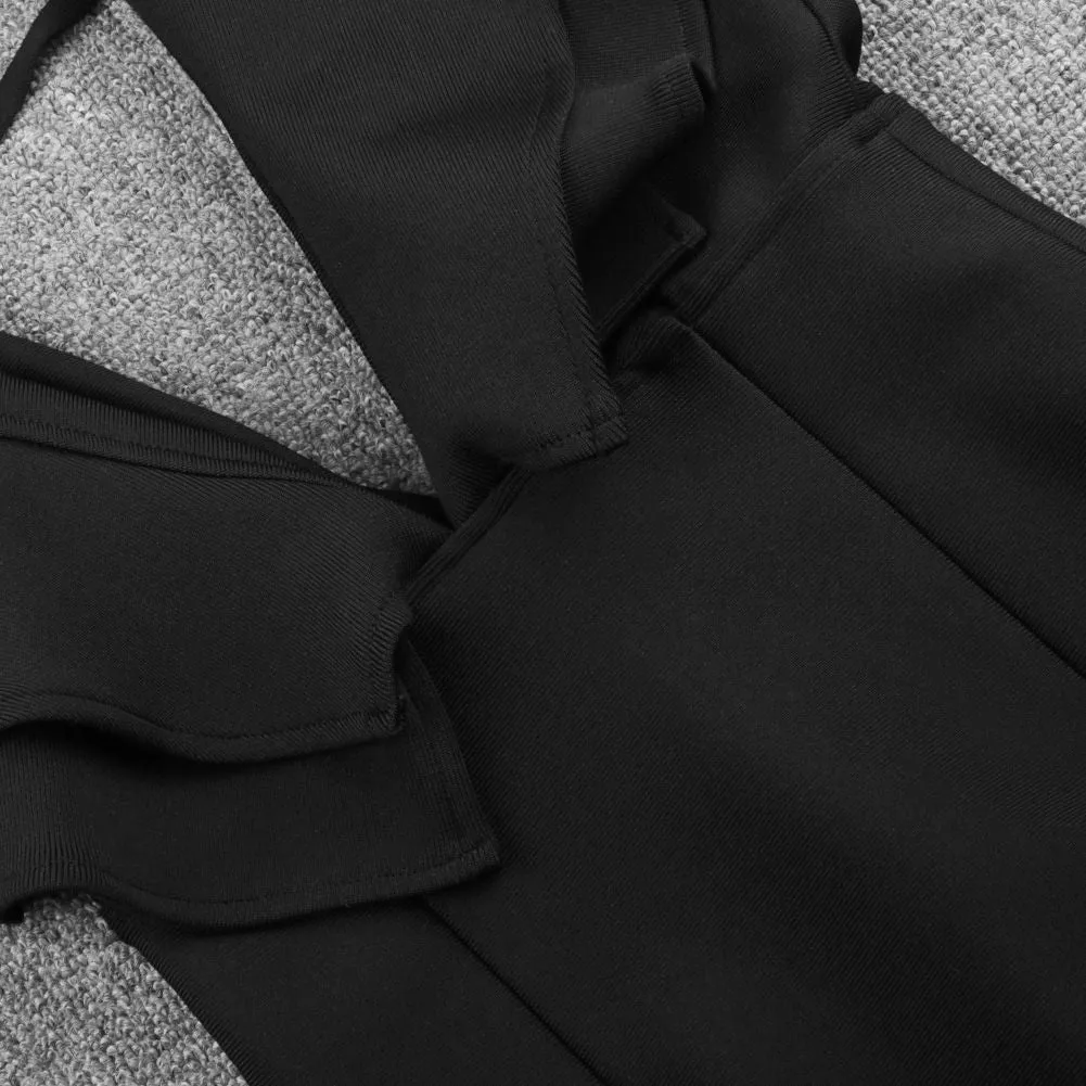 V Neck Sleeveless Frill Over Knee Bandage Dress PM19225