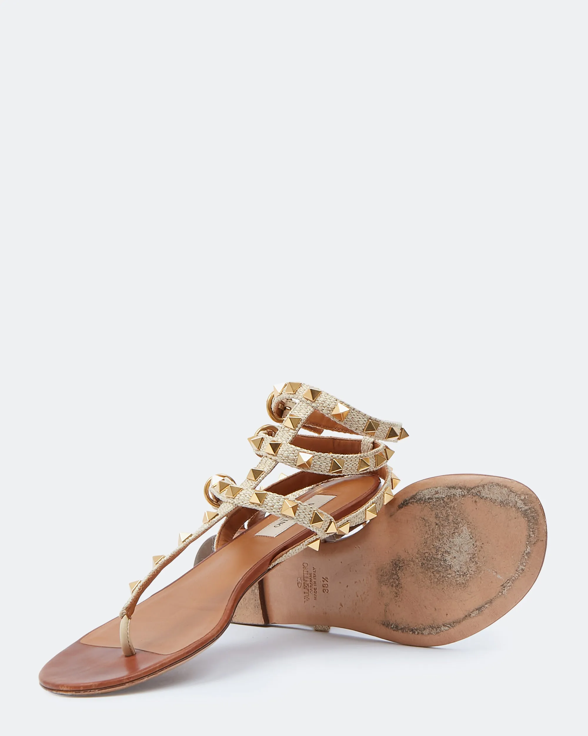 Valentino Gold Rasta Rockstud Sandals - 38.5