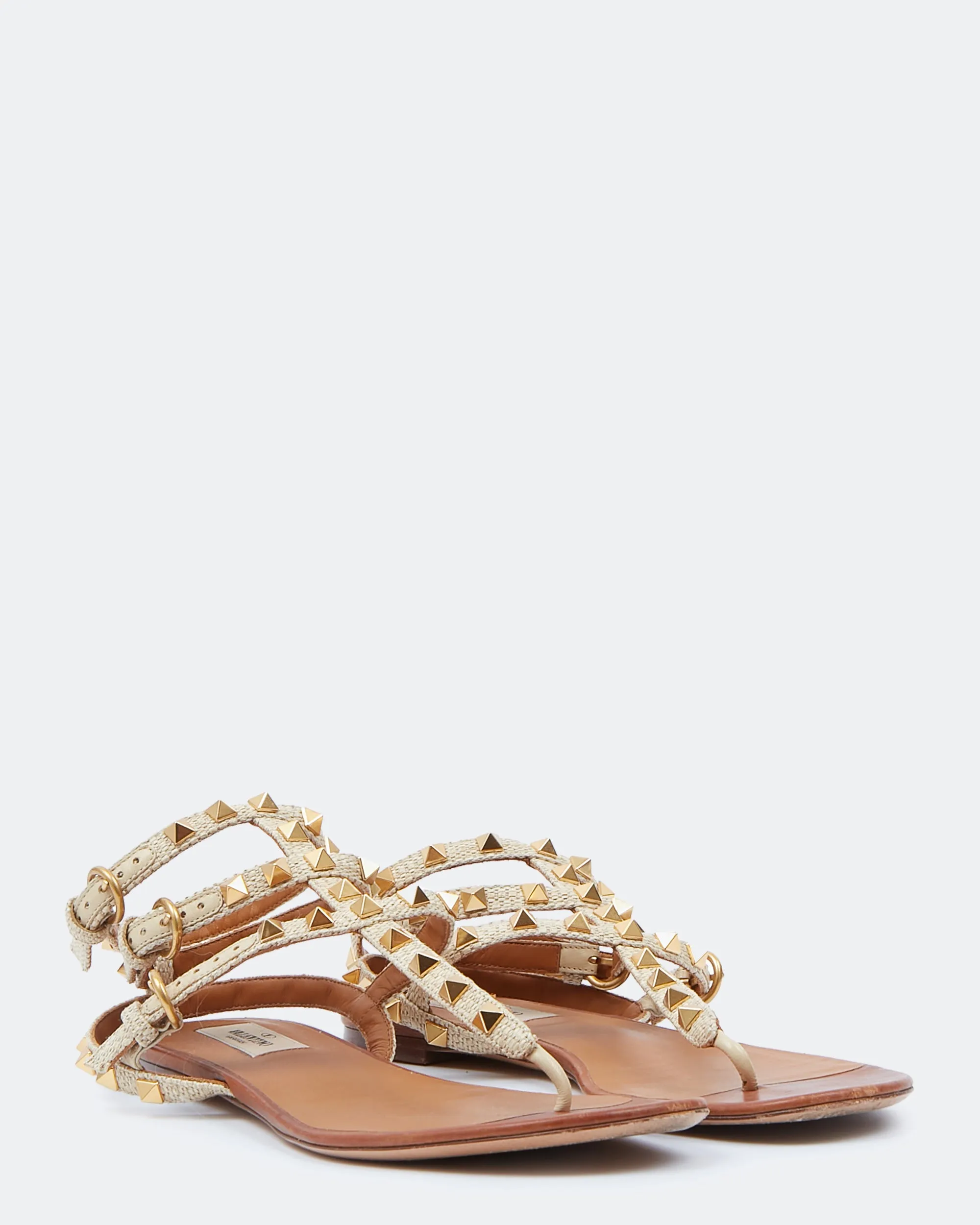Valentino Gold Rasta Rockstud Sandals - 38.5