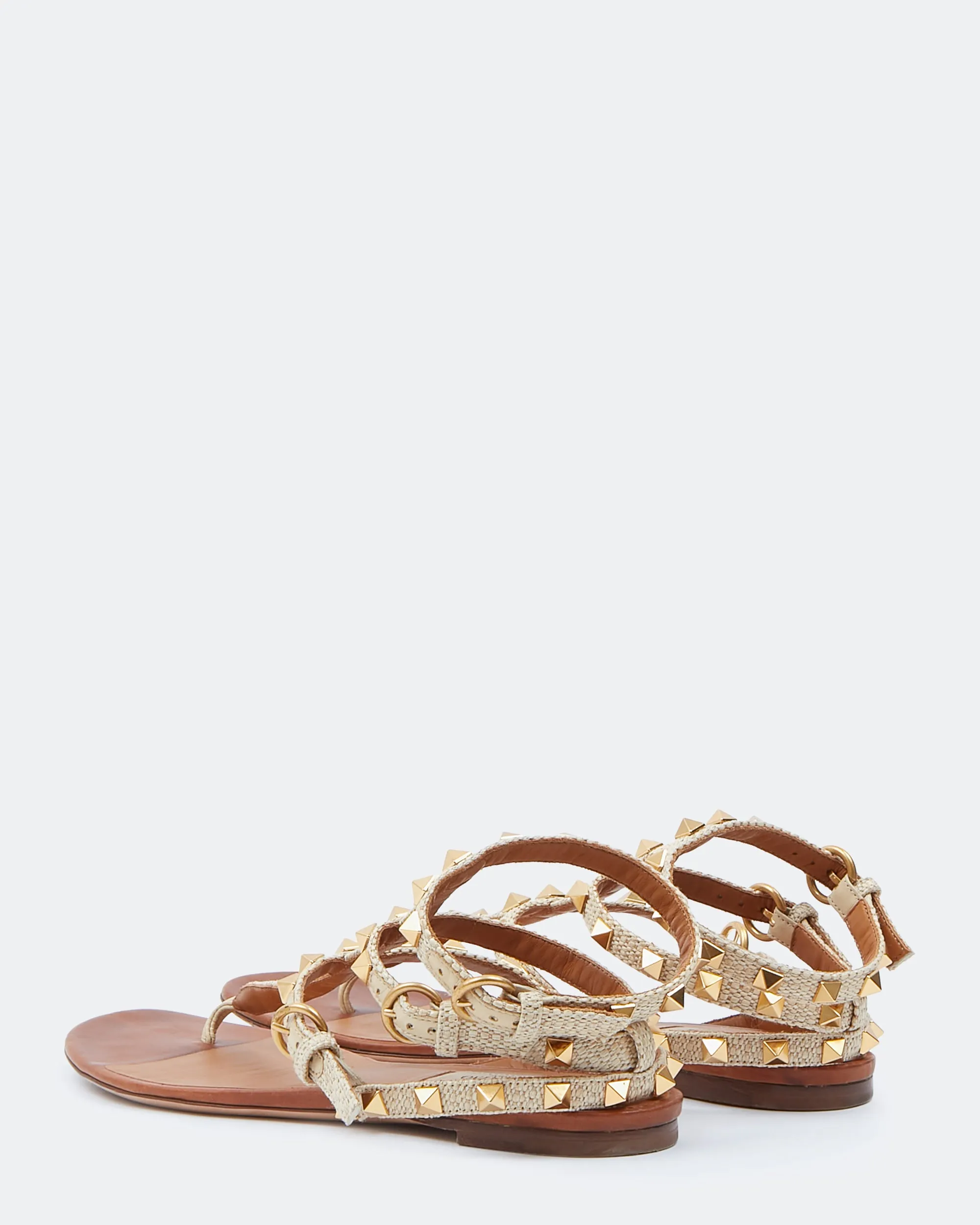 Valentino Gold Rasta Rockstud Sandals - 38.5