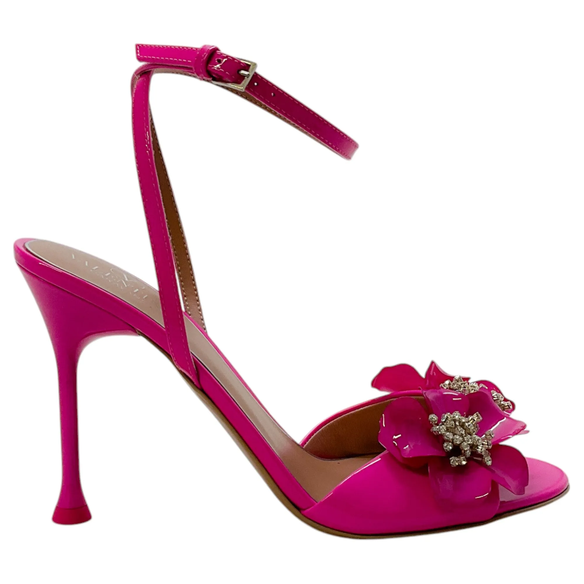 Valentino Pink Patent Archive Wild Flower Leather Sandals