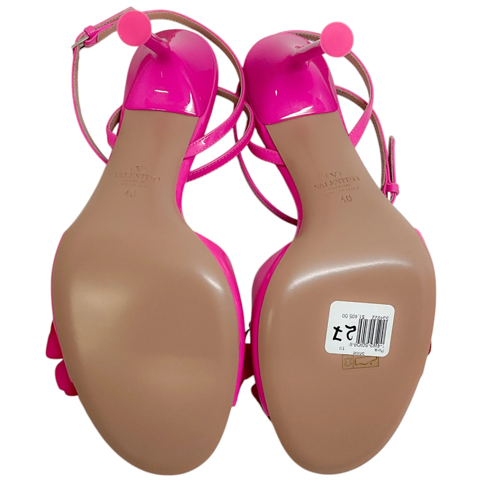 Valentino Pink Patent Archive Wild Flower Leather Sandals