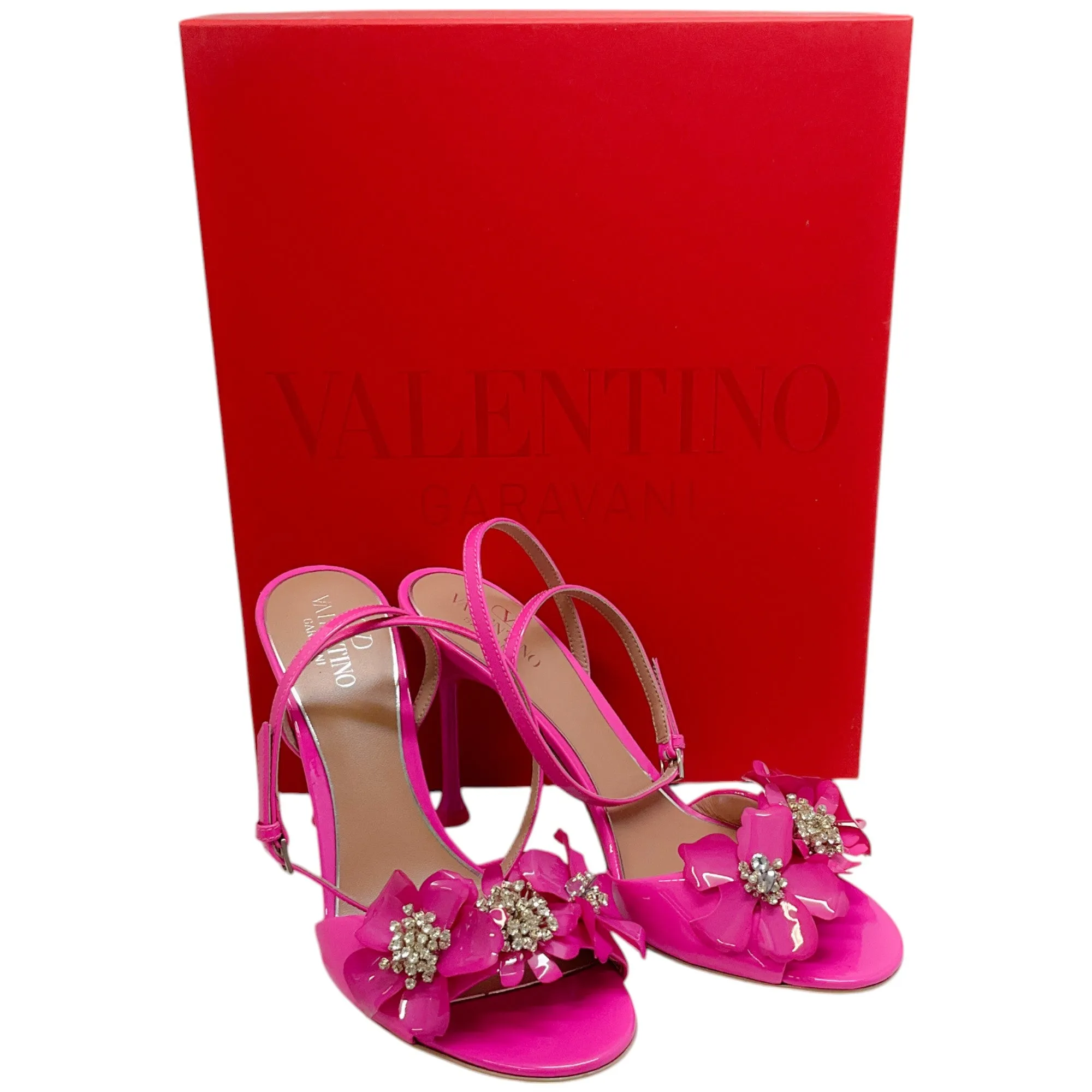 Valentino Pink Patent Archive Wild Flower Leather Sandals