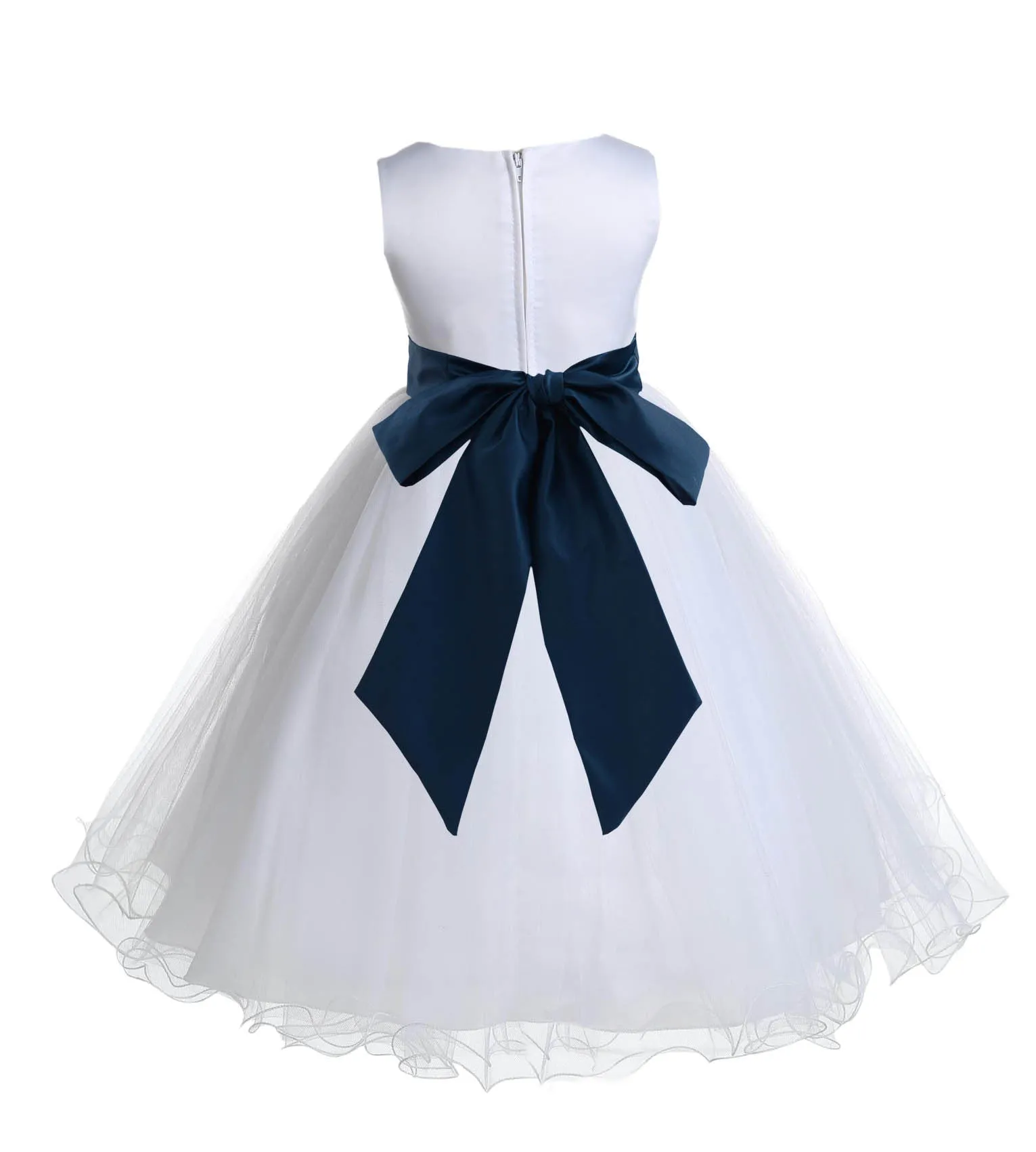 White Formal Wedding Pageant Special Occasions Rattail Edge Tulle Flower Girl Dress 829S(2)