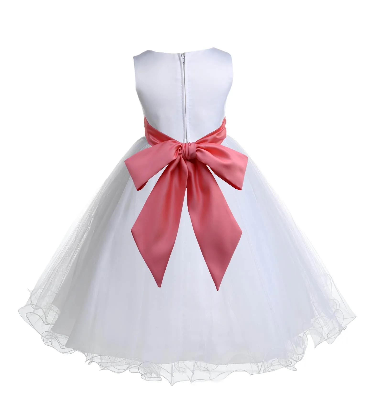 White Formal Wedding Pageant Special Occasions Rattail Edge Tulle Flower Girl Dress 829S(2)
