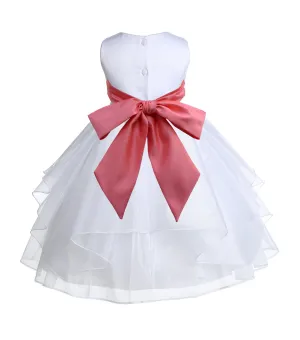 White Shimmering Organza Flower Girl Dress Wedding Junior Bridesmaid Pageant Special Events 4613S(1)