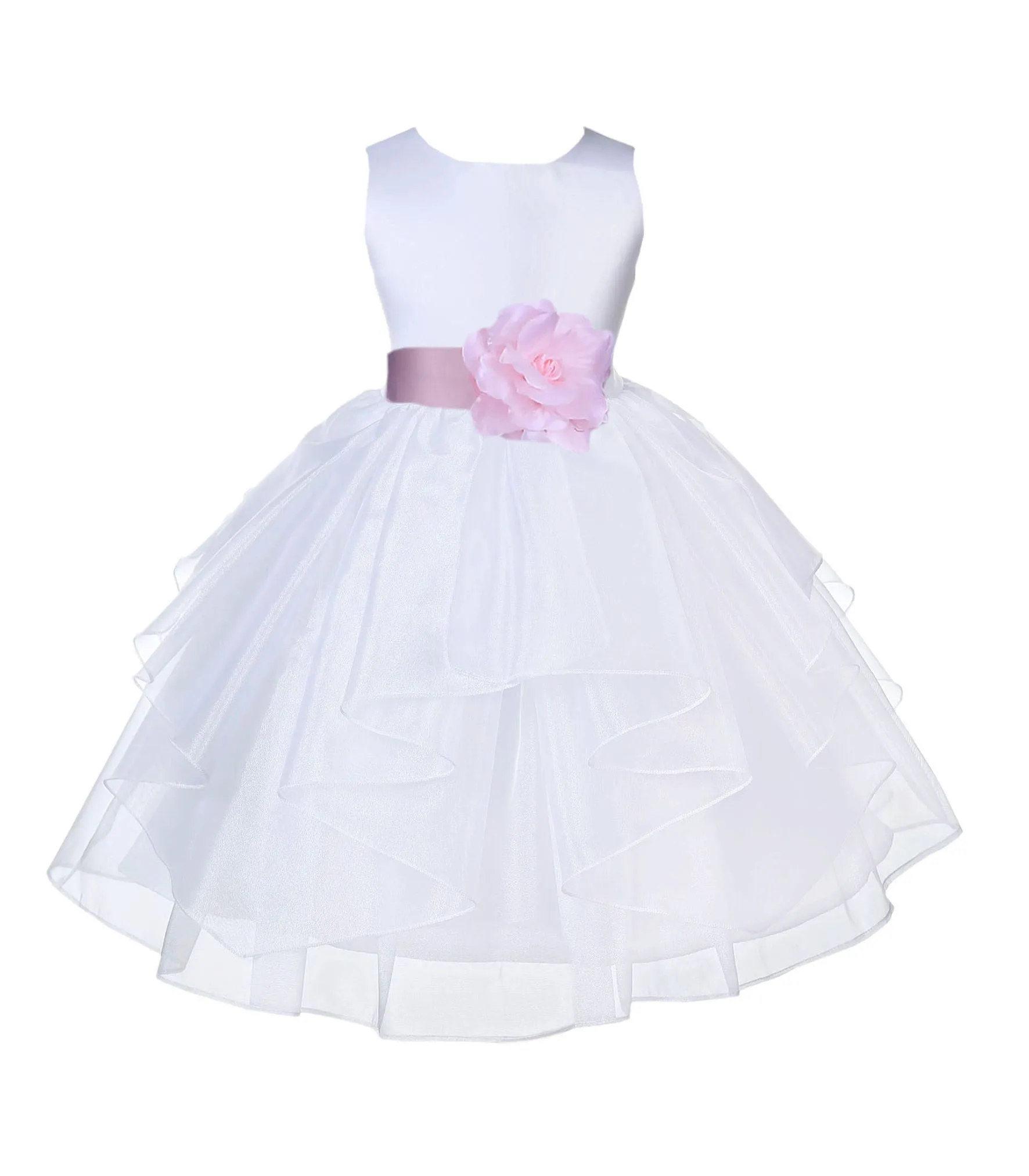 White Shimmering Organza Flower Girl Dress Wedding Junior Bridesmaid Pageant Special Events 4613S(1)