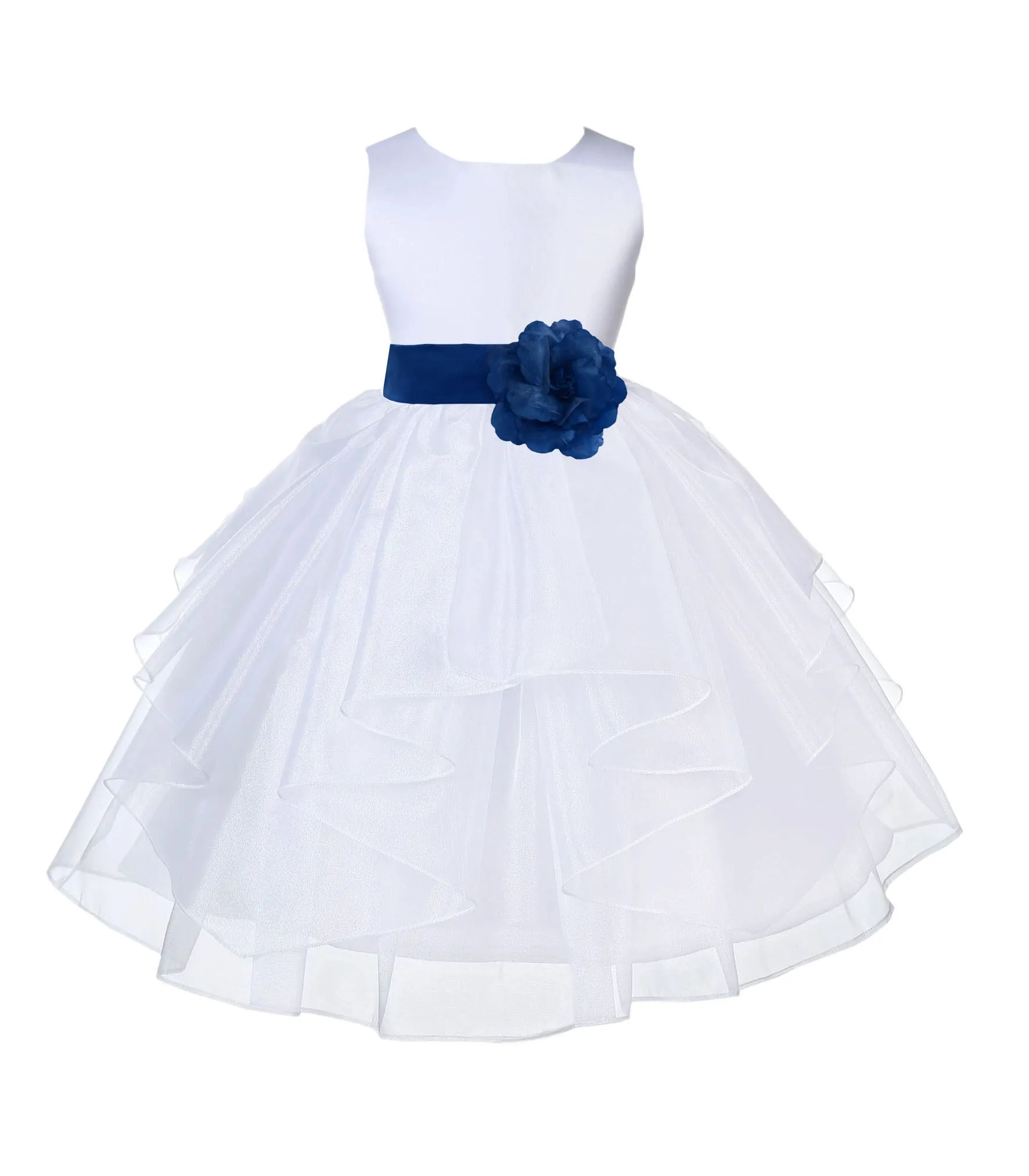 White Shimmering Organza Flower Girl Dress Wedding Junior Bridesmaid Pageant Special Events 4613S(1)
