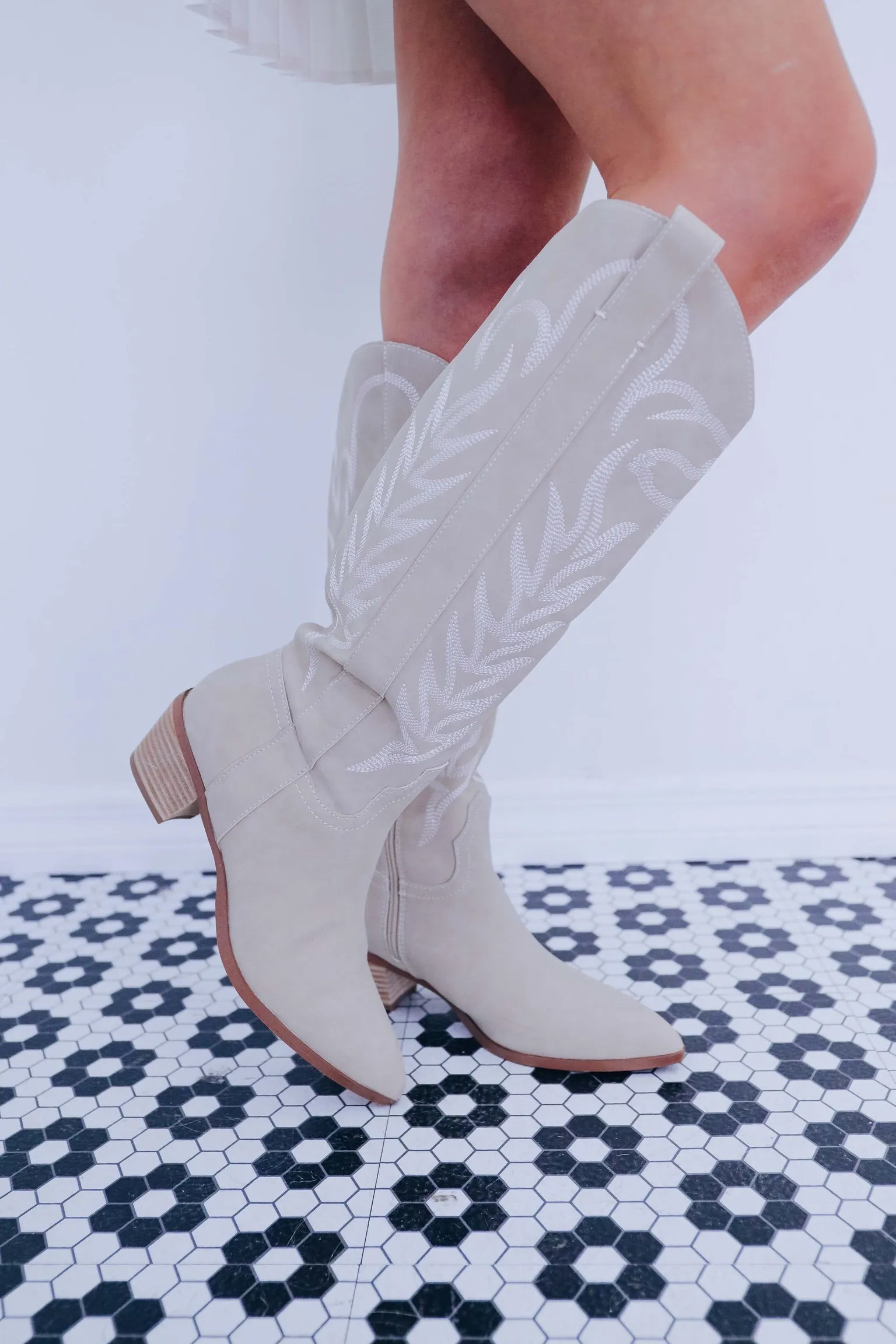 Willows Western Knee High Boots- Taupe