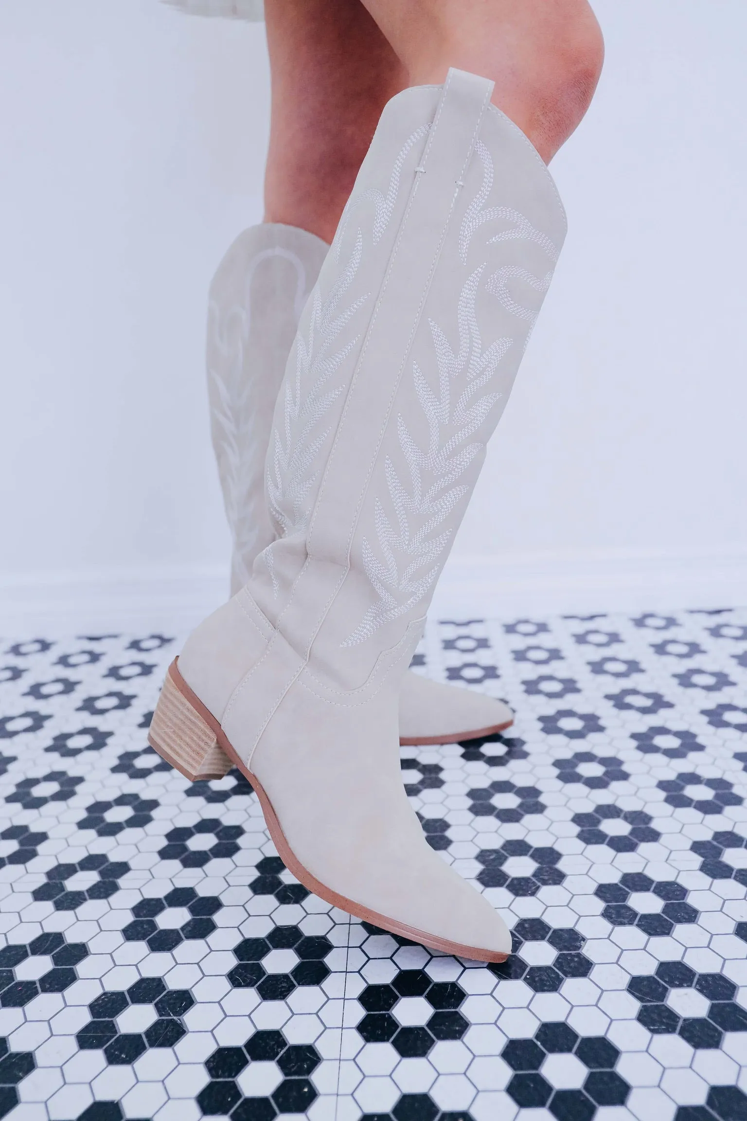 Willows Western Knee High Boots- Taupe
