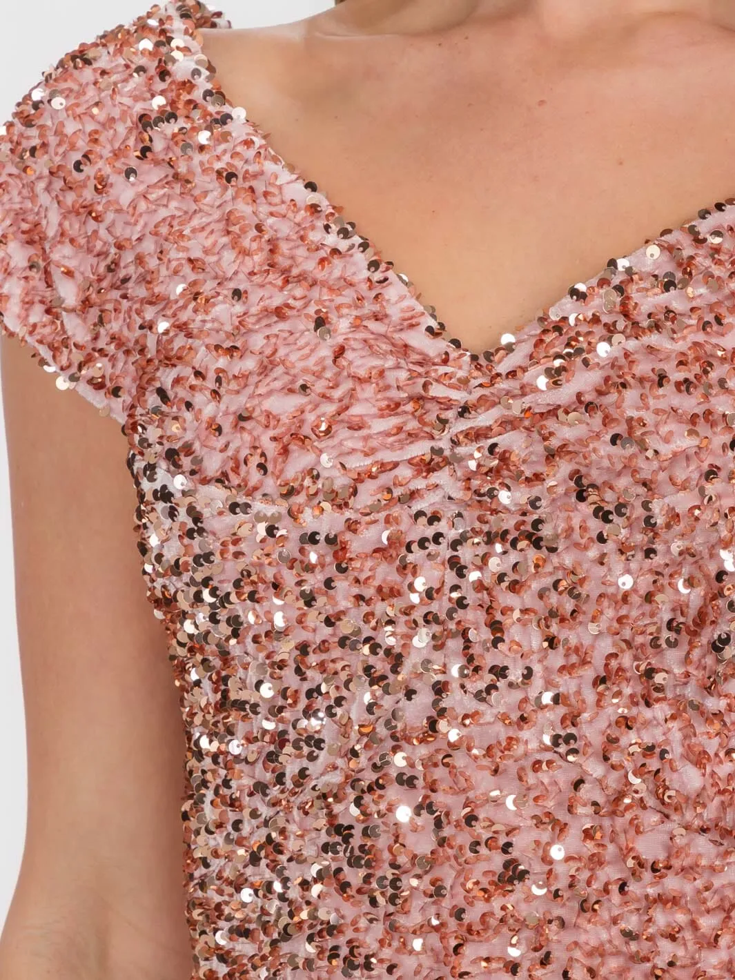 WOMEN'S SHORT SLEEVE V-NECK BODYCON SEQUINS MINI DRESS