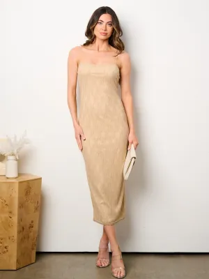 WOMEN'S SLEEVELESS BODYCON LACE MIDI DRESS