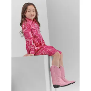 Wrangler Girl's Barbie Bandana Western Snap Shirt Dress