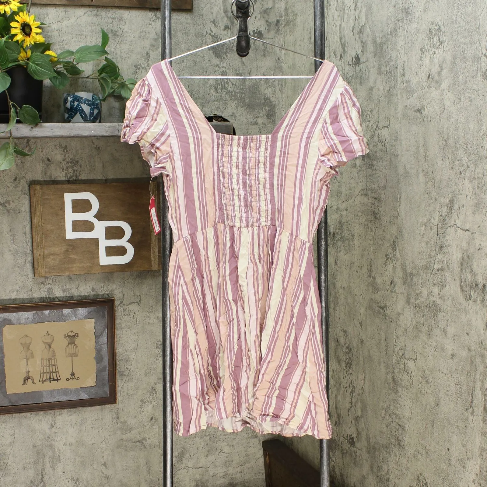 Xhilaration Women's Striped Short Sleeve Button-Front Mini Dress