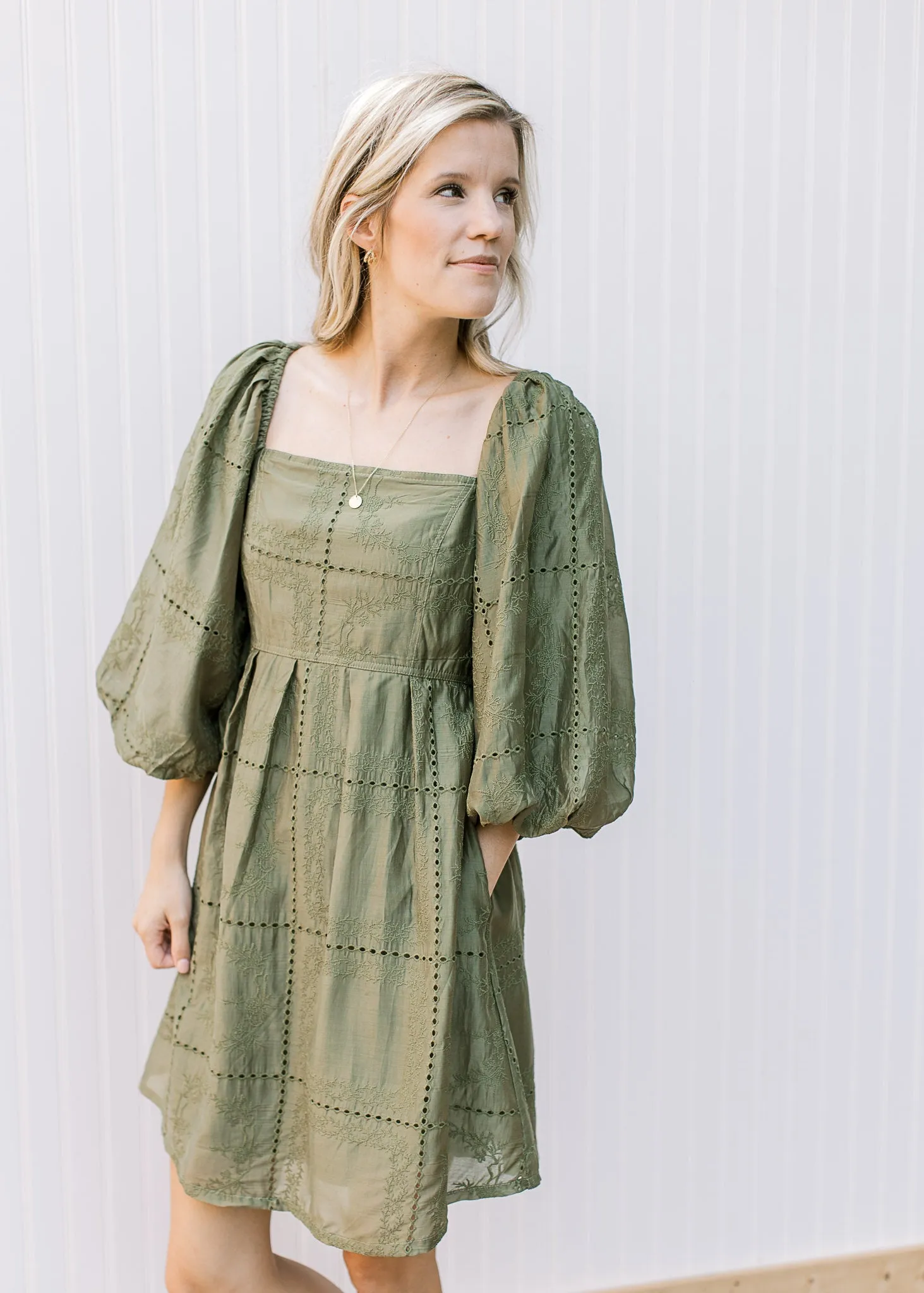 XZ Olive Details Dress