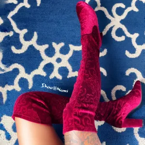 YORK-36 Burgundy Embossed Velvet